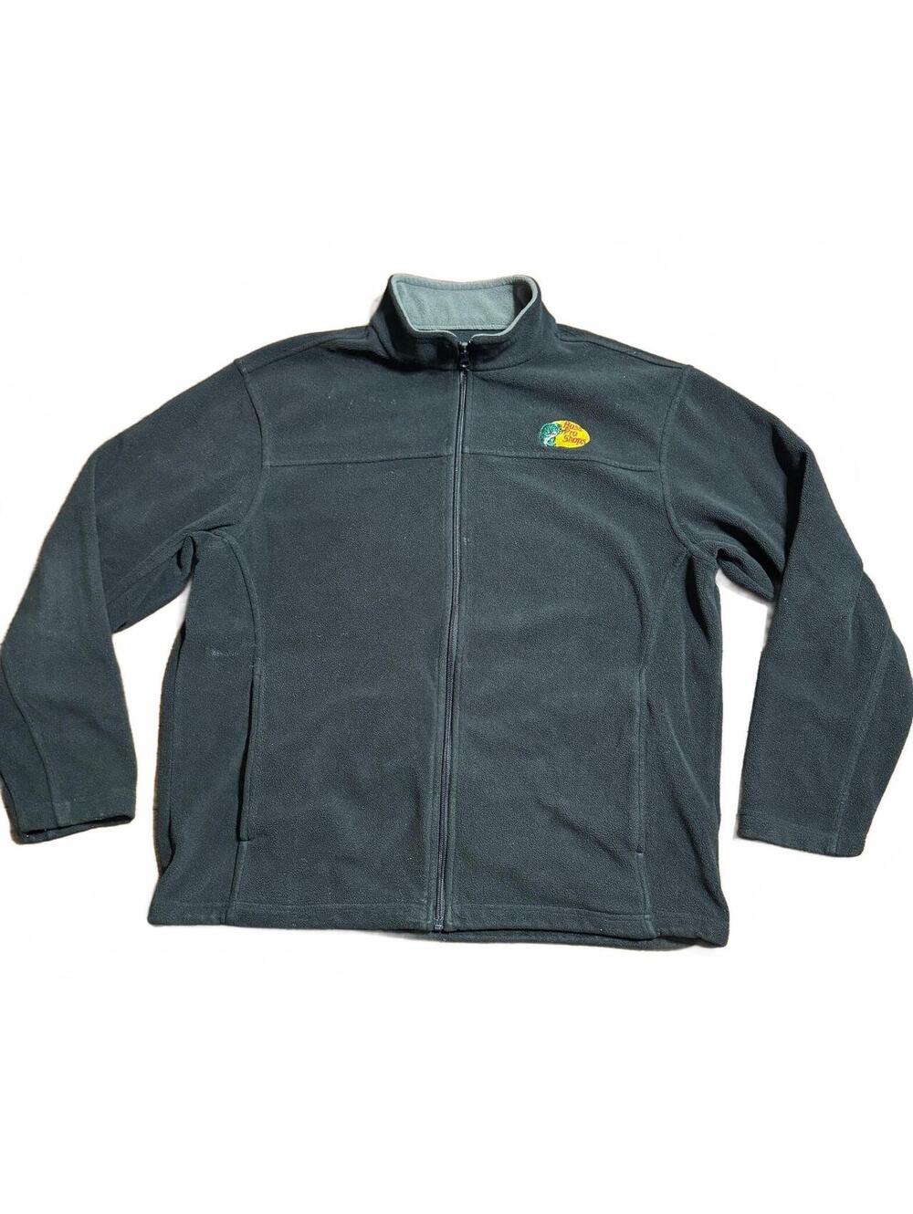 Bass Pro Shops Mens Fleece Jacket L Black Full Zip BPSF20-6601 Fishing Outdoor